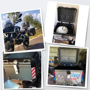 Universal Motorcycle GS Adventure ABS Plastic Back Top Box 45L Black Graphics Case Tail Box Luggage Fit
