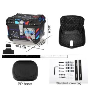 Universal Motorcycle GS Adventure ABS Plastic Back Top Box 45L Black Graphics Case Tail Box Luggage Fit