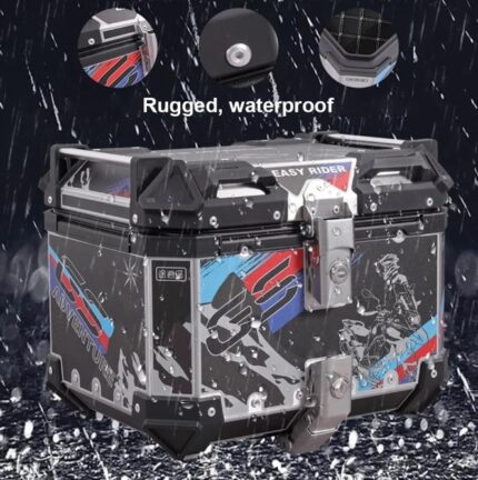 Universal Motorcycle GS Adventure Aluminum Top Box 45L - 55L Black Graphics Case Tail Box Luggage fit