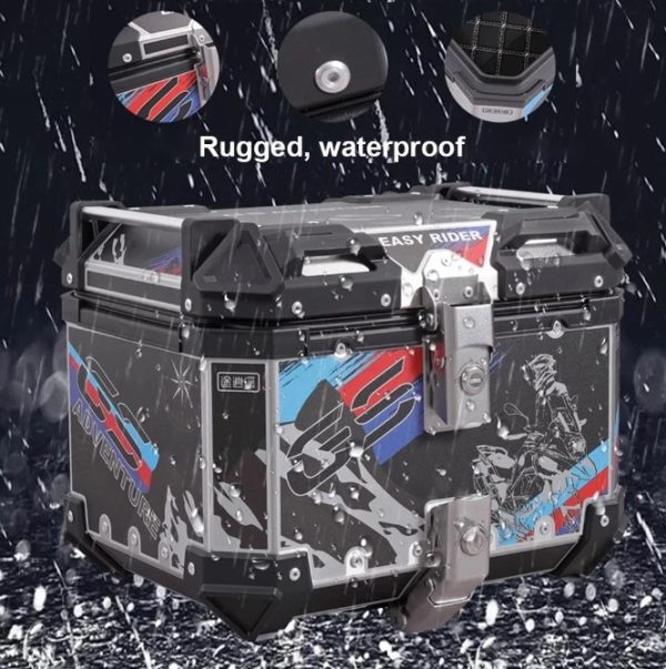 Universal Motorcycle GS Adventure Aluminum Top Box 45L - 55L Black Graphics Case Tail Box Luggage fit