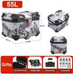 Universal Motorcycle GS Adventure Aluminum Top Box 45L - 55L Graphics Case Tail Box Luggage Fit