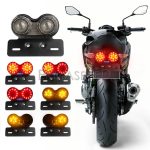 Motorcycle Dual Back Tail Light Running Lamp Brake Stop and Start Signal Light with License Plate Bracket for Motorcycle Street Bike