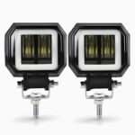 Motorcycle Square Shape External White LED Light Wide Focus Spot Light with DRL RED BLUE WHITE Yellow Metal Body