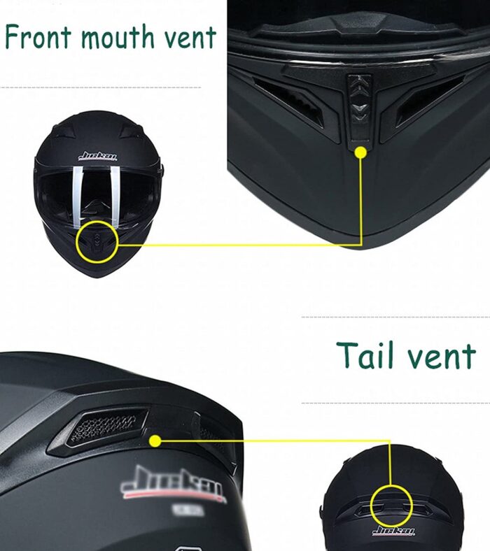 Jiekai JK-316 Guardian Angel Matt Black with Green Full Face Dual Visor Helmet DOT CERTIFIED jiakai