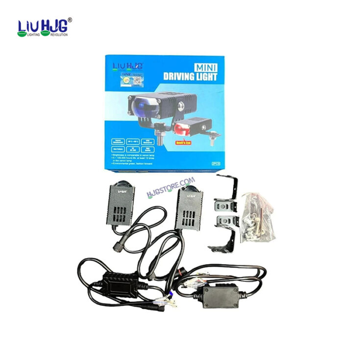 LIU HJG Dual Color White Yellow Super Slim Mini Driving High Power Devil Eye Landscape Style Metal Body LED Fog Light for Motorcycle Jeep Car 2 pcs Set