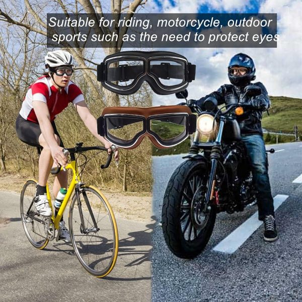 Universal Motorcycle Vintage Cafe Racer Bike Glasses Windproof Helmet Sunglasses Retro Folding Leather Retro goggles Accessories