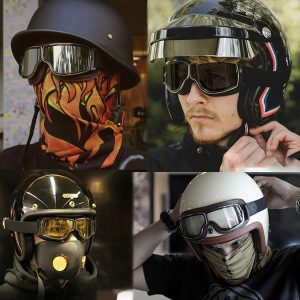 Universal Motorcycle Vintage Cafe Racer Bike Glasses Windproof Helmet Sunglasses Retro Folding Leather Retro goggles Accessories