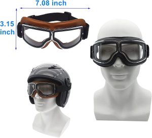 Universal Motorcycle Vintage Cafe Racer Bike Glasses Windproof Helmet Sunglasses Retro Folding Leather Retro goggles Accessories