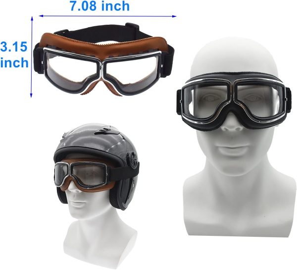 Universal Motorcycle Vintage Cafe Racer Bike Glasses Windproof Helmet Sunglasses Retro Folding Leather Retro goggles Accessories