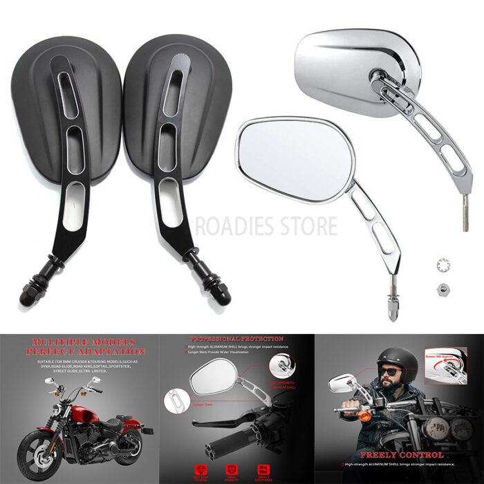 Motorcycle Rearview Mirrors For Harley Davidson Heritage Softail Classic Vintage CVO Street Glide Chrome Matt Black Mirror