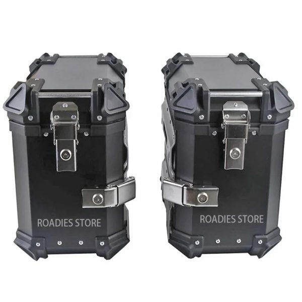 Motorcycle Aluminum Side & Top Box Detachable Rear Boxes Pannier Luggage Trunk With inner Padded Metal ZR5 3PC SET