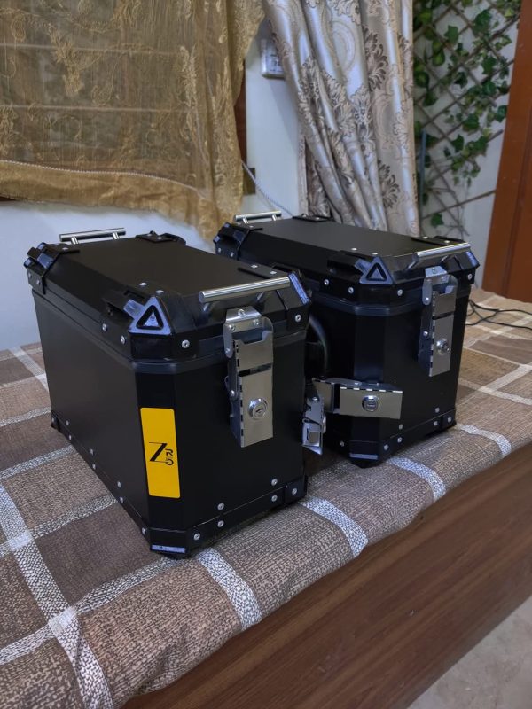 Motorcycle Aluminum Side & Top Box Detachable Tail Rear Boxes Pannier Luggage Trunk With inner Padded Metal ZR5 3PC SET