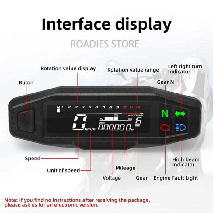 Universal Motorcycle Dolphin Digital Meter Slim with Sensor