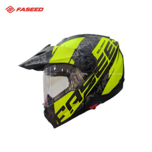 FASEED FS-909 Uplift Matt Black Red Florescent Yellow Adventure Modular Helmet Dual Lens Built-in Visor With Motocross Peak & Pinlock INCLUDED
