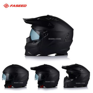 FASEED Helmet FS-X1 X COMMUTER Matt Black 3IN1 Experience Removeable Chin Full face Half face X Trak Motorcycle