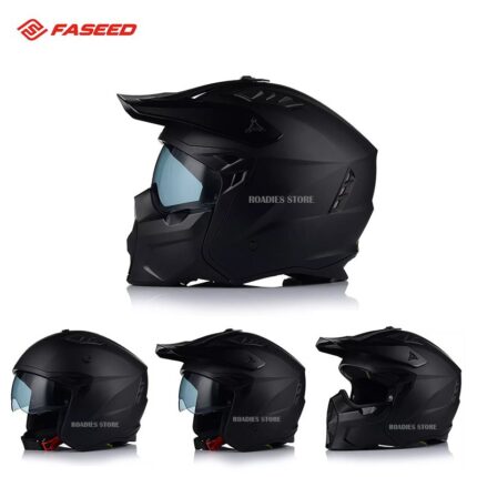 FASEED helmet Fs X1 X Commuter Matt Black 3in1 Experience Removeable Chin Full Face Half Face X-Trak Motorcycle