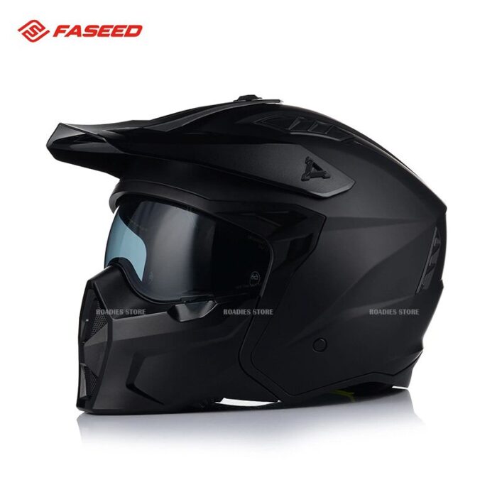 FASEED helmet Fs X1 X Commuter Matt Black 3in1 Experience Removeable Chin Full Face Half Face X-Trak Motorcycle