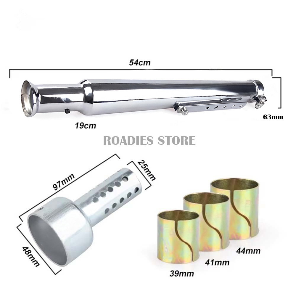 Motorcycle Vintage Cafe Racer Slip-on Exhaust Classic Brat Chopper bobber for Royal Enfield and Harley Muffler E06 (4) Motorcycle Vintage Cafe Racer Slip-on Exhaust Classic Brat Chopper bobber Chrome for Royal Enfield and Harley Muffler E06