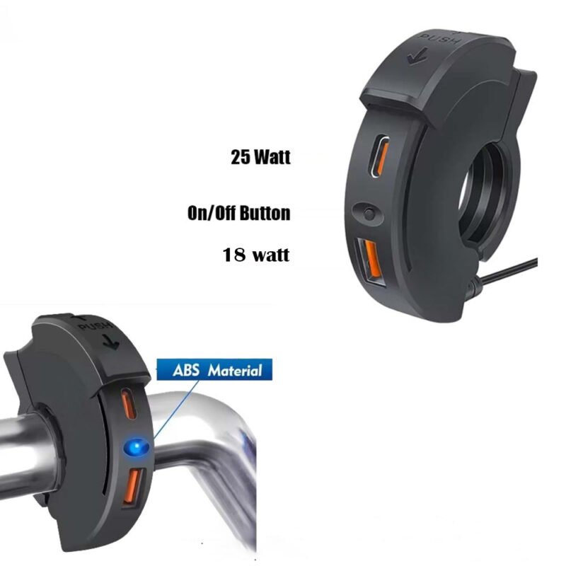 New Fast Charger Type-C & USB Smart QC 3.0 Motorcycle