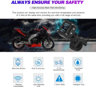 TPMS Tire Pressure Monitoring System Magnetic Charging Air Temperature Sensor Alarm Warning Motorcycle