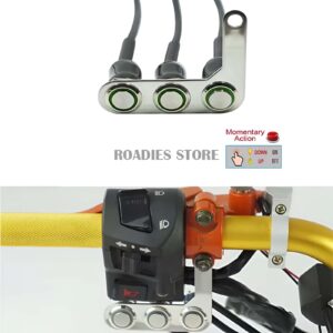 Switch Assembly Three On Off Button 3 Metal Body LED Ring Light Bolt Mount Motorcycle