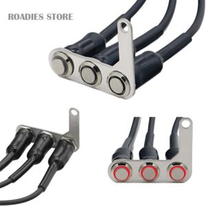 Switch Assembly Three OnOff Button 3 Metal Body LED Ring Light Bolt Mount Motorcycle